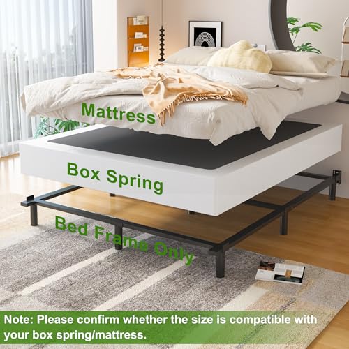 7 Inch Full Size Bed Frame for Box Spring and Mattress, Black, view 5