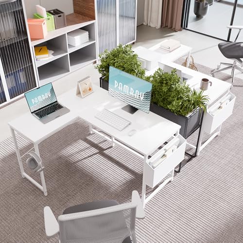 47 Inch Reversible L Shaped Gaming Desk Corner Computer Desk with Storage Bag, view 6