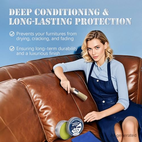 Furniture Salve with Brush for Leather Wood, Polisher and Conditioner for Leather Couch and Furniture-Repair Salve 4OZ with Brush and Towel