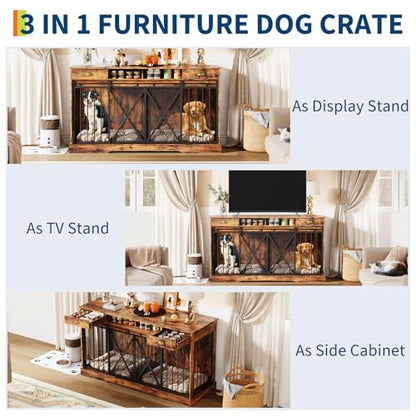 63'' Double Dog Crate with Removable Divider, view 8