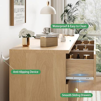 Fluted Dresser for Bedroom with 9 Drawers, view 6