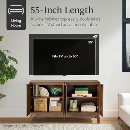 55" Modern 4-Door Sideboard Storage Cabinet, Buffet, Media Cabinet, Cupboard, view 7