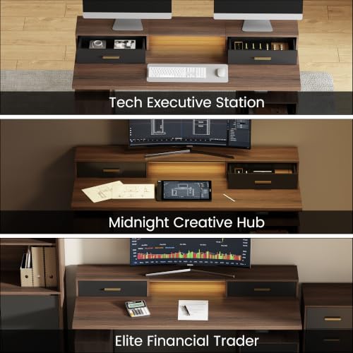 63" Executive Standing Desk with 4 Drawers & File Cabinet, view 8