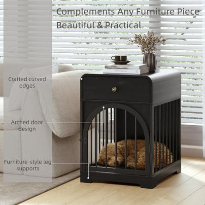 Dog Crate Furniture, Wooden Dog Crate House with Drawer, view 4
