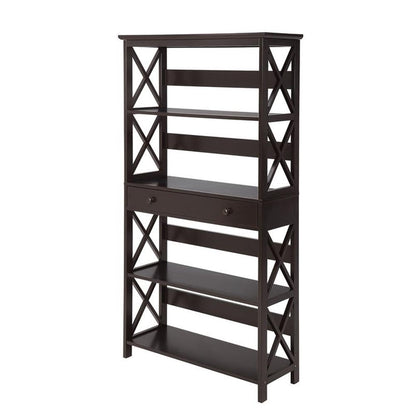 Oxford 5 Tier Bookcase with Drawer, Espresso
