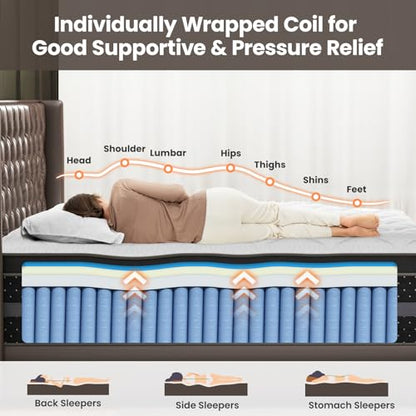 Queen Mattress 14 Inch, Firm Hybrid Mattress in a Box Deep Sleep, view 4