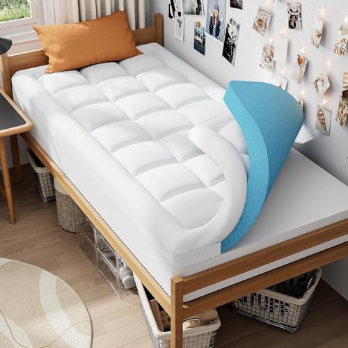 Twin XL College Dorm Essentials 3 Inch Memory Foam Mattress Topper, view 2