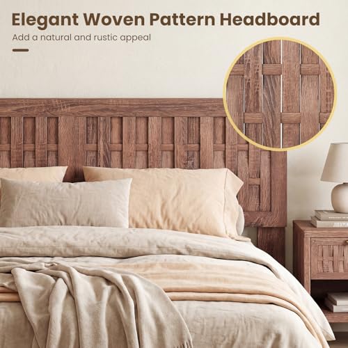 Wood Queen Size Bed Frame with Woven Headboard, view 5