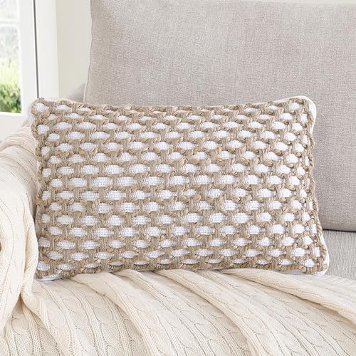 Jada Decorative Throw, Includes Accent, Premium Woven Design, Living Room Décor, (1) 12" x 20" Pillow Cover with Insert, White