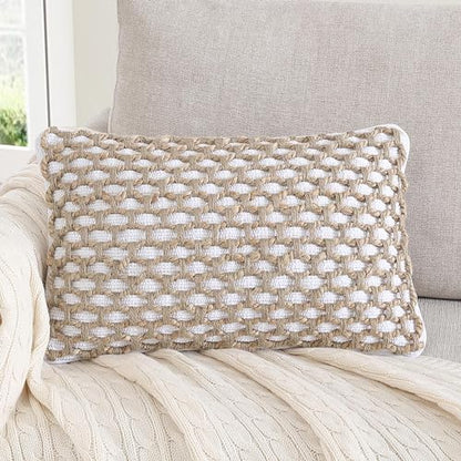 Jada Decorative Throw, Includes Accent, Premium Woven Design, Living Room Décor, (1) 12" x 20" Pillow Cover with Insert, White