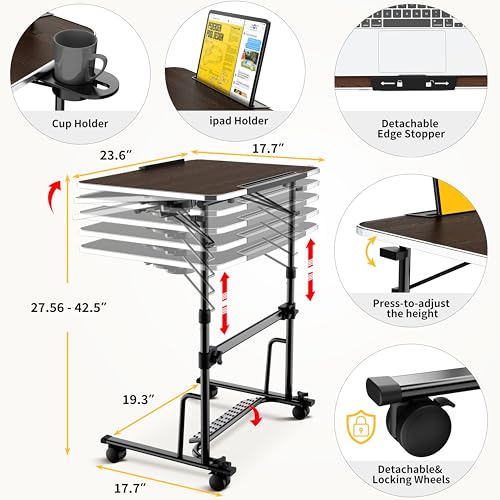 Foldable Standing & Rolling Desk, Upgraded Portable Desk on Wheels, view 3