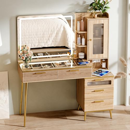Vanity Desk with 29.53" HD Lighted Mirror, view 7