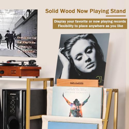 Stand for Record Player, 3 Tier Vinyl Record Storage with Now Playing Holder, view 5