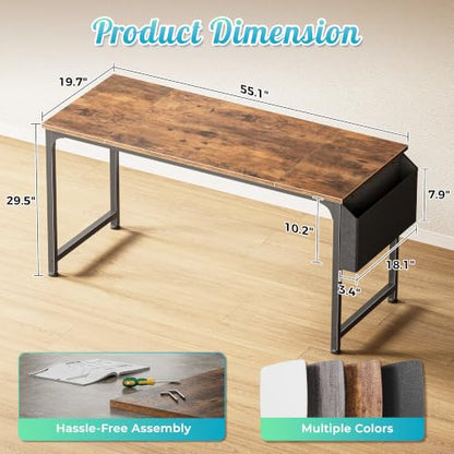 55'' Computer Desk with Fabric Storage Bag, view 4