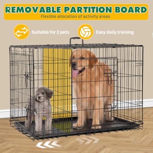 Extra Large Dog Crate 48 Inch Double Door Pet Cage Kennel, view 5