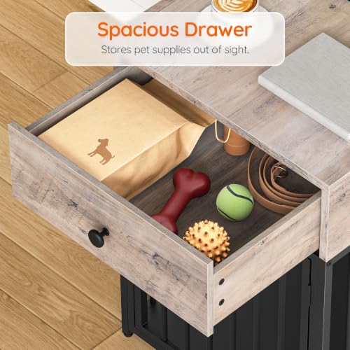 Dog Crate Furniture, Wooden Dog House, Decorative Dog Kennel with Drawer, view 7