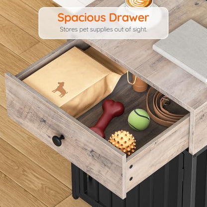 Dog Crate Furniture, Wooden Dog House, Decorative Dog Kennel with Drawer, view 7