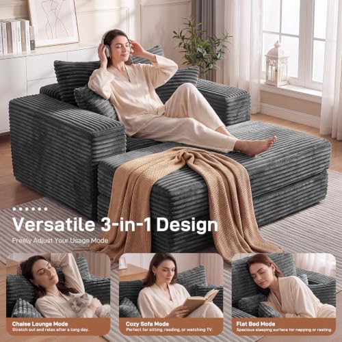 Oversized Chaise Lounge Chair with Ottoman Indoor, 82" Sofa Chair Bed, view 6