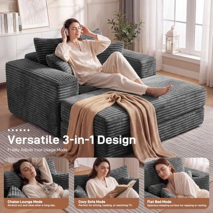 Oversized Chaise Lounge Chair with Ottoman Indoor, 82" Sofa Chair Bed, view 6