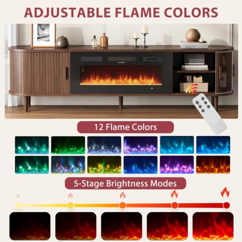 80″ Fluted Fireplace TV Stand, view 4