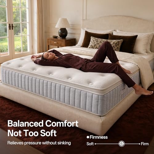 Queen Mattress, 14 Inch Springs Matress, Bed in a Box, Soft and Breathable, Pressure Relief & Motion Isolation, Medium Firm Feel (Queen, 14, 14, Inches)