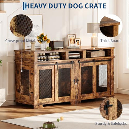 71'' Dog Crate Furniture for 2 Dogs, view 7