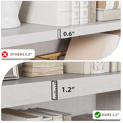 3 -Tier Bookcase, 42" Tall Book Shelf(White), view 5