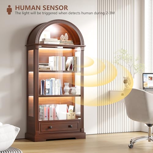 Curio Cabinet with Glass Doors & LED Lights, view 6