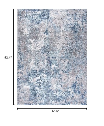 SAFAVIEH Aston Collection Area Rug - 5'3" x 7'7", Navy & Grey, Modern Abstract Design, Non-Shedding & Easy Care, Ideal for High Traffic Areas in Living Room, Bedroom (ASN710N)
