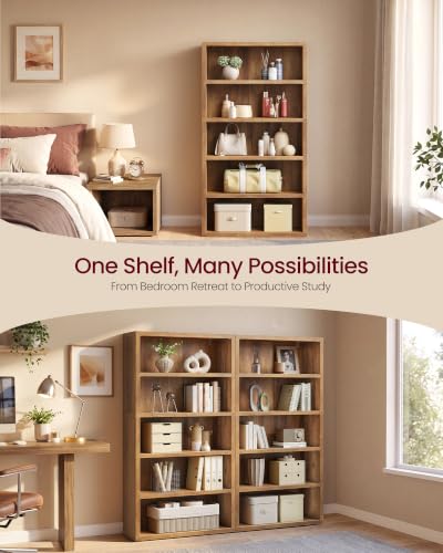 5-Tier Bookshelf, Minimalist Bookcase with Adjustable Shelves, view 7