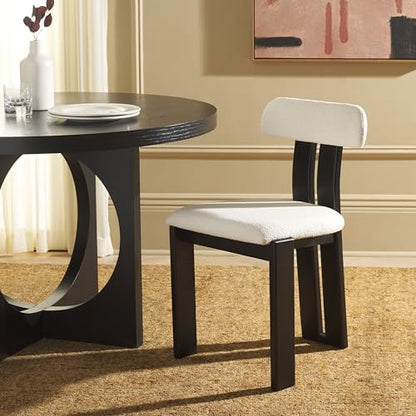 SAFAVIEH Home Collection Cayde Modern Cream Boucle Seat & Black Solid Wood Dining Chair