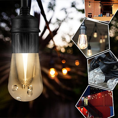 LED Outdoor String Lights 48ft Soft Warm White Patio Lights with Ultra-Durable, view 3