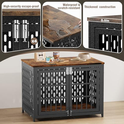 Indestructible 38 Inch Dog Crate Chew Proof Indoor Kennel, 4 Strong Locks, view 4