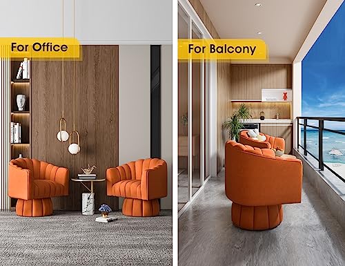 Swivel Accent Chair, 360° Swivel Barrel Chair with Armrest,Velvet Upholstered Single Sofa Reading Chair for Living Room,Bedroom,Waiting Room(Orange)