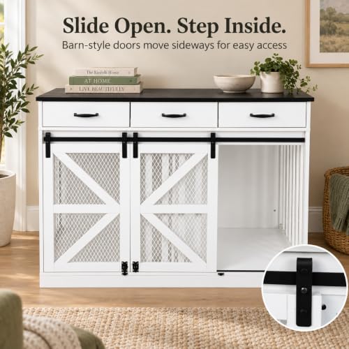 Furniture Dog Crate for Medium or 2 Small Dogs, Wooden Kennel, view 7