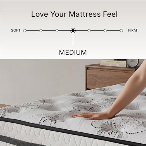 Signature Design by Ashley Queen Size Chime 10 Inch Medium Firm Hybrid Mattress with Cooling Gel Memory Foam for Pressure Relief, Fiberglass-Free, Mattress In A Box