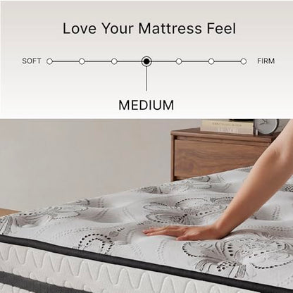 Signature Design by Ashley Queen Size Chime 10 Inch Medium Firm Hybrid Mattress with Cooling Gel Memory Foam for Pressure Relief, Fiberglass-Free, Mattress In A Box