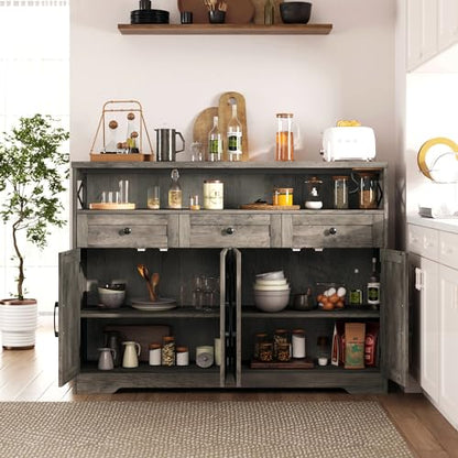 Farmhouse Buffet Cabinet with Drawers, Sideboard with Storage, view 7