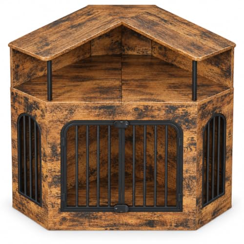 46" Corner Dog Crate Furniture with Storage Shelf, view 6