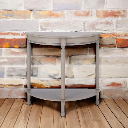 SAFAVIEH Furniture - Tinsley Half-Round Console Table - Greige - Solid Wood - Farmhouse Demilune Design - Ideal for Entryway, Hallway, Living Room, 28" W x 11.75" D x 28" H (CNS5723A)