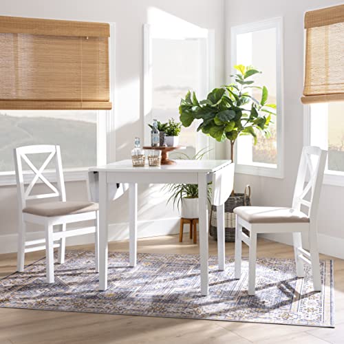 Torino White 30" Square Drop Leaf Table - 30" X 48" Fully Extended