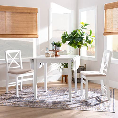 Torino White 30" Square Drop Leaf Table - 30" X 48" Fully Extended