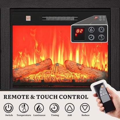 Electric Fireplace TV Stand with Storage for TVs up to 80", Black, view 7