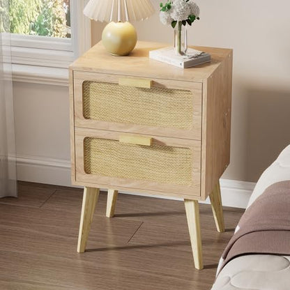 Rattan Nightstand, Natural End Table, Bedside Table, view 4