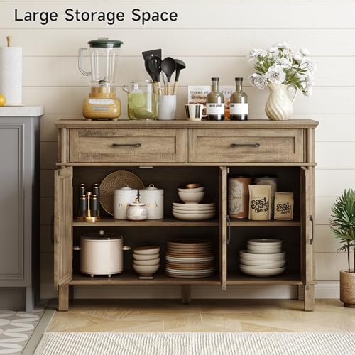 48 Inch Buffet Cabinet with Storage, Washed Grey, view 5