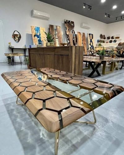 Translucent Live Edge Epoxy Metallic Gray Resin Dining Table Coffee Table Living Room Table Conference Table Center Table Console Table End Table (18" Inches Tall, 60 x 36 Inches)