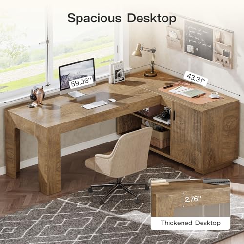 L-Shaped Desk with Storage Cabinet, view 6