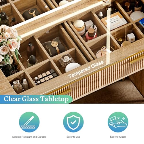 Vanity Desk with 29.53" HD Lighted Mirror, view 5