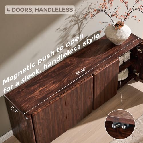 Modern TV Stand for TVs up to 65/70/75, Rounded Corner, Brown, view 3