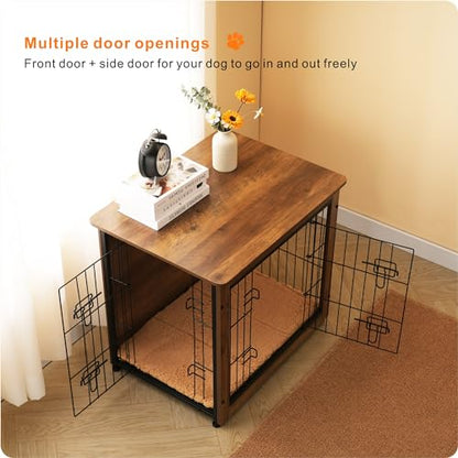 27" Dog Crate Furniture, Dog Kennel Indoor, with Waterproof Cushion, view 3